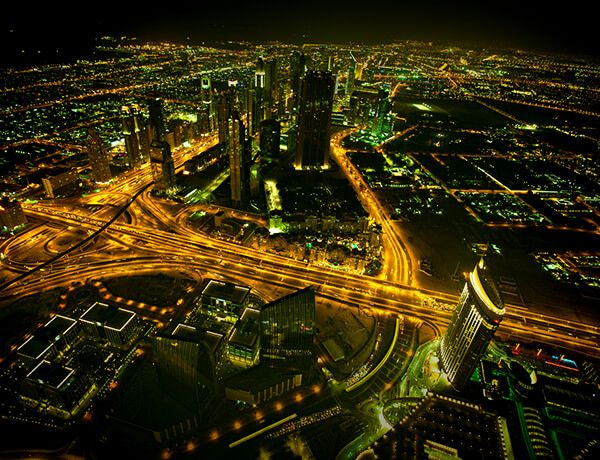 Urban area city lights at night