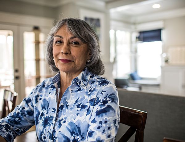 Woman of retirement age looking at the camera