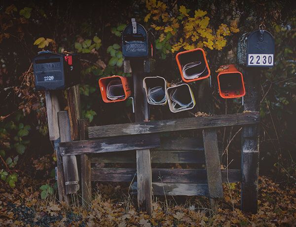 Row of colorful mailboxes