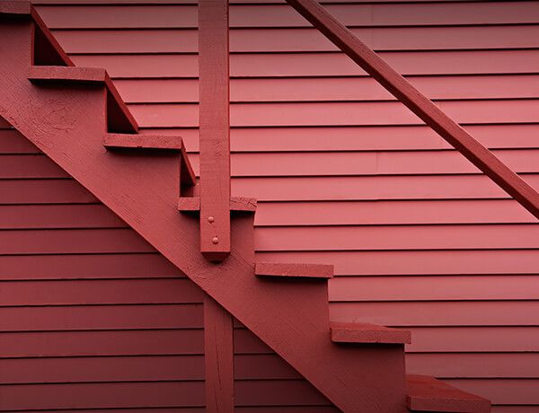 Red wooden staircase